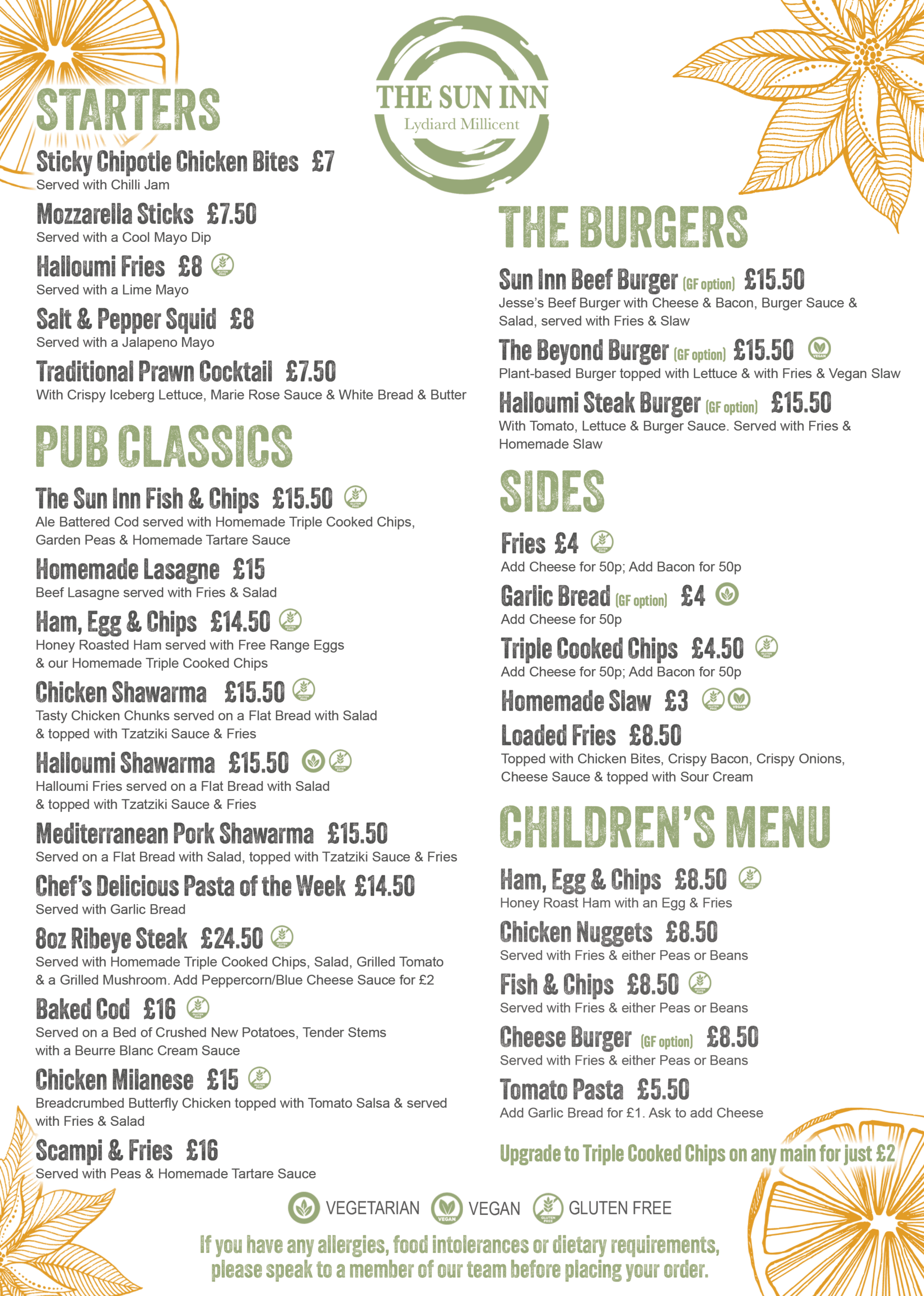 Sun Inn Haworth Menu.pdf Main Menu - The Sun Inn Lydiard